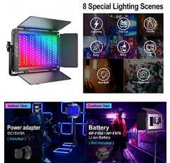 GVM 1500D RGB LED 비디오 조명, Bluetooth 제어 기능이 있는 75W 비디오 조명 키트, 사진용 LED 패널 조명 2팩, YouTube 스튜디오, 비디오 촬영, 회의, 1128 LED 비즈