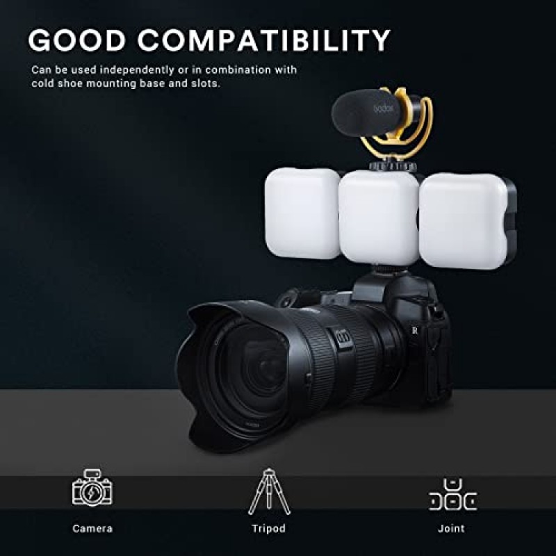 GODOX LED6Bi LED 비디오 조명, 충전식 이중 색상 온도 LED 카메라 조명, 미니 필인 조명 3200K-6500K 디밍 가능 Vlog 라이브 스트리밍을 위한 3개의 콜드 슈 마운트가 있는 자기 흡착 지원