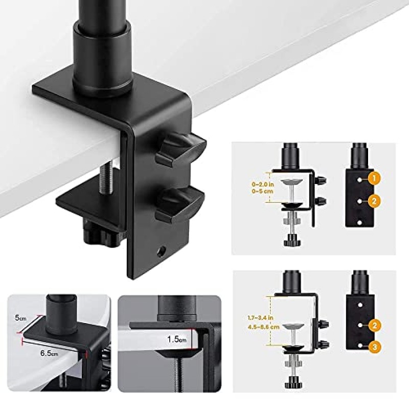 데스크 카메라 마운트 스탠드, 링 라이트 데스크 마운트, 탁상용 C 클램프 마운트 스탠드, 조정 가능한 라이트 스탠드, 2팩 웹캠 스탠드, 표준 1/4 나사 팁이 포함된 카메라 클램프 휴대폰 암 스탠드, 최대 하중 11파운드