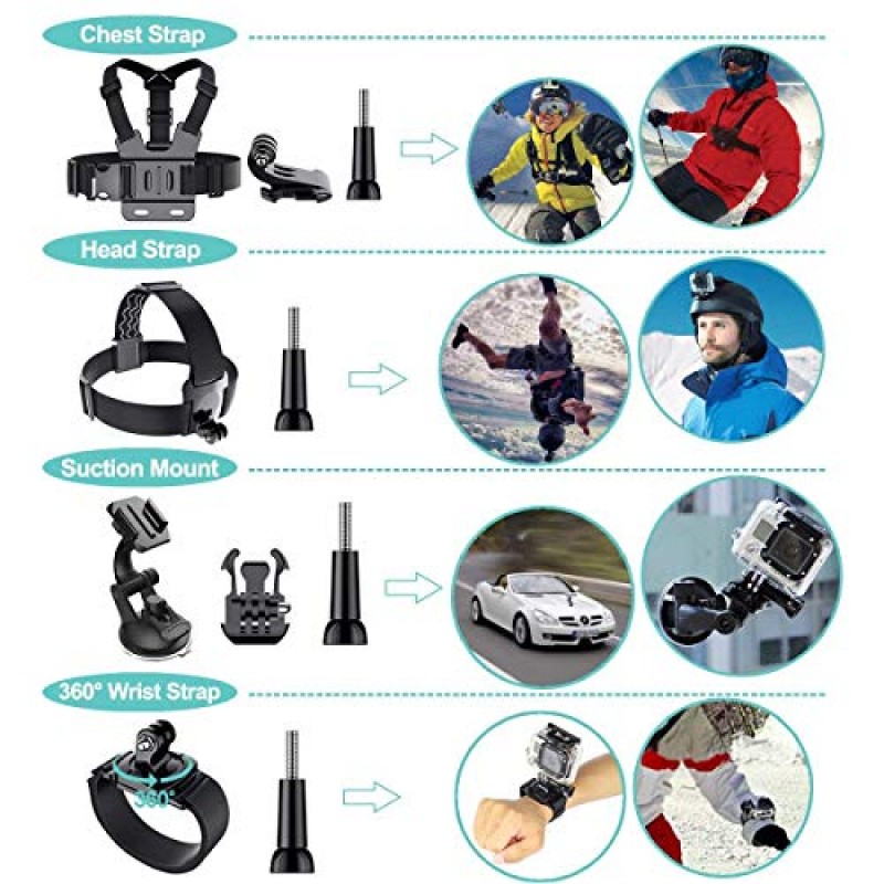 Appolab 61 in 1 액션 카메라 액세서리 키트 AKASO EK7000 GoPro Hero 10 9 8 7 6 5 4 영웅 세션 Gopro Max Insta360 Xiaomi Yi DJI AKASO Campark 액션 카메라