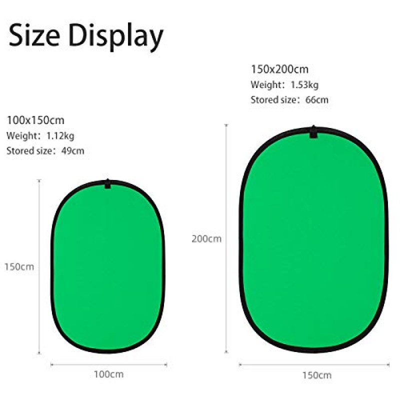 AMBITFUL 59 x 78.7인치/150x200cm 2-in-1 녹색 블루 스크린 접이식 사진 스튜디오 조명 반사경 사진 배경(휴대용 가방 포함)(59 x 78.7인치/150x200cm, 2-in-1 파란색/녹색)