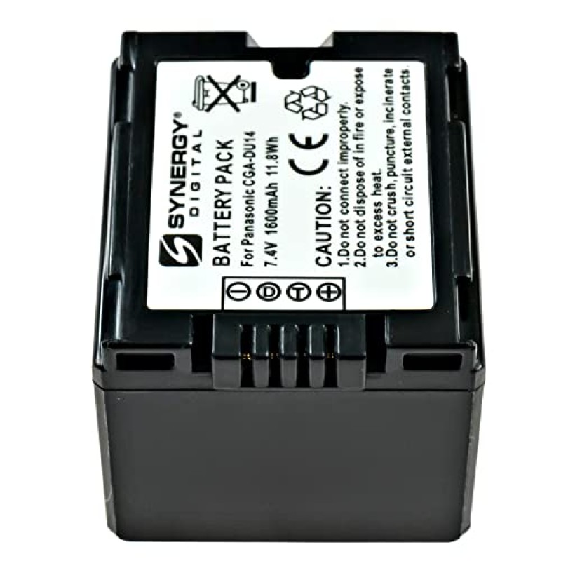 Synergy 디지털 캠코더 배터리, Panasonic SDR-H18 캠코더와 작동, (리튬 이온, 7.4V, 1600 mAh) 초고용량, Panasonic CGA-DU14U 배터리와 호환 가능