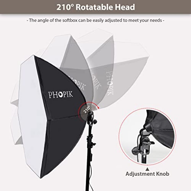 [업그레이드 버전] PHOPIK 소프트박스 조명 키트: E27 소켓 2개가 포함된 2x76x76cm 소프트박스 조명 사진, 인물 광고 촬영을 위한 전문 연속 스튜디오 사진 스튜디오 장비