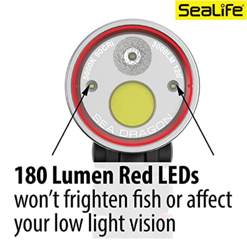 SeaLife Sea Dragon 3000SF Pro 듀얼 빔 컴팩트 수중 스쿠버 다이빙 사진-비디오 COB LED 조명, LED 조명 헤드만, (SL6791)