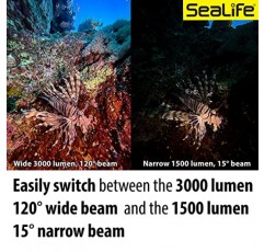 SeaLife Sea Dragon 3000SF Pro 듀얼 빔 컴팩트 수중 스쿠버 다이빙 사진-비디오 COB LED 조명, LED 조명 헤드만, (SL6791)