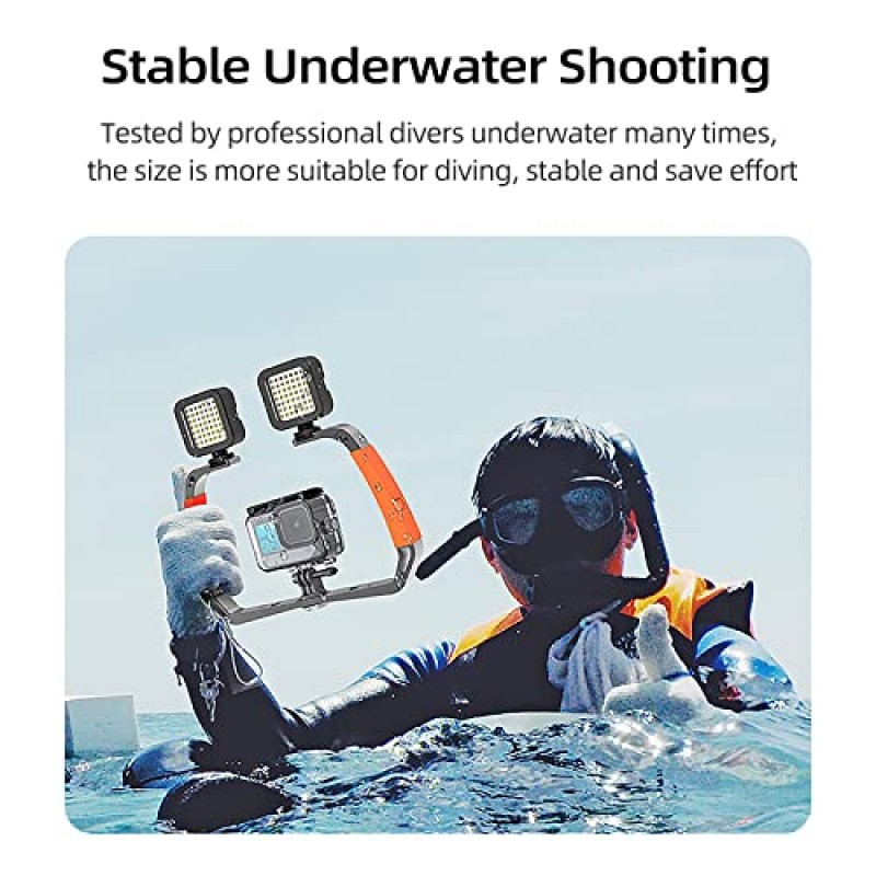 TELESIN Diving Rig 다이브 트레이 마운트 비디오 라이트 GoPro Max Mini Hero 용 핸드 헬드 안정기 12 11 10 9 8 7 6 5 Insta360 X3 GO3 DJI Action 3 4 카메라 방수 케이스 수중 스노클링 액세서리