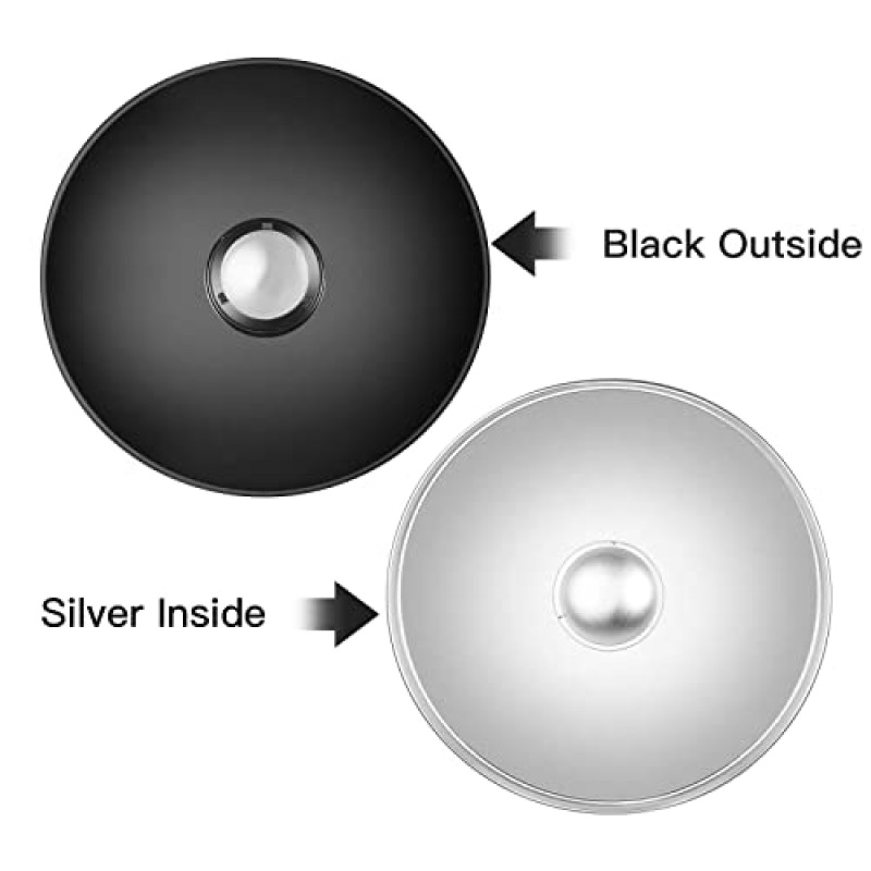 순포 12인치/30cm 표준 반사판 뷰티 디쉬(허니콤 그리드 및 백 포함), Neewer VC-400HS VE-300 Godox AD200 AD180 AD360(실버)과 같은 Bowens Mount 스튜디오 스트로브 플래시 라이트와 호환 가능