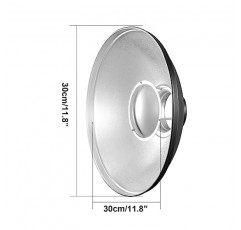 순포 12인치/30cm 표준 반사판 뷰티 디쉬(허니콤 그리드 및 백 포함), Neewer VC-400HS VE-300 Godox AD200 AD180 AD360(실버)과 같은 Bowens Mount 스튜디오 스트로브 플래시 라이트와 호환 가능