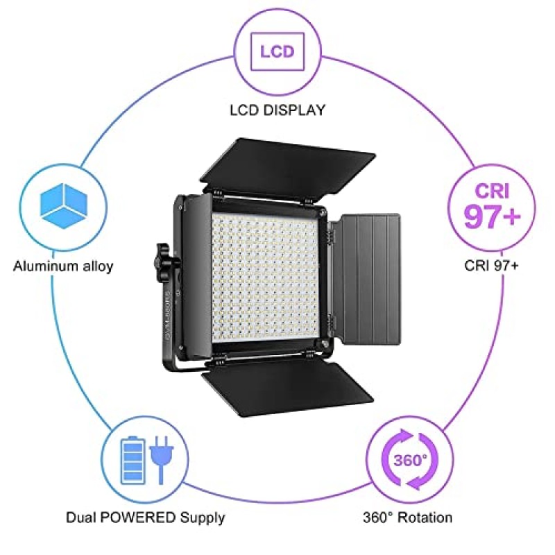 GVM RGB LED 비디오 조명(소프트박스 포함), 60W 사진 스튜디오 조명 키트(스탠드 포함), 2팩 YouTube, 스트리밍, 게임, 8가지 적용 가능한 장면용 880RS 조광 가능 LED 패널 조명, CRI97