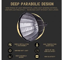 BEIYANG 파라볼릭 소프트박스, 휴대용 가방이 포함된 28인치 빠른 설정 딥 소프트박스, Godox SL-60W VL150 VL300 UL150 SL150WII SL200WII SZ150R SZ200BI 및 기타 Bowen 마운트 라이트와 호환 가능