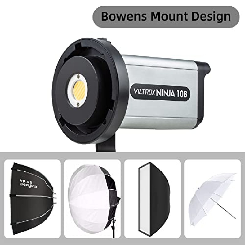 VILTROX 120W 사진용 LED 연속 조명, LED 비디오 조명 Bowens Mount 47000 Lux@1m CCT 2800K-6800K 조명 장면 앱 제어 스튜디오 비디오 조명