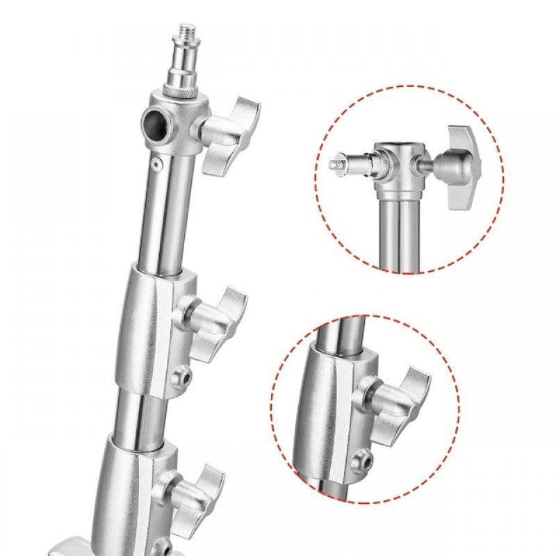 LAPGOOD 스테인레스 스틸 라이트 스탠드 110인치/9.5피트/2.8m, 사진 스튜디오 모노라이트 반사경 초상화용 1/4인치 ~ 3/8인치 범용 어댑터가 있는 스프링 쿠션 헤비듀티 삼각대 스탠드