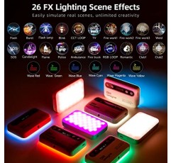 Weeylite S05 RGB LED 비디오 조명(앱 제어 포함), 2000mAh 배터리로 충전식 미니 카메라 조명 360° 풀 컬러/26 조명 효과/CRI 95+/2800-6800K 사진 및 비디오용 LED 조명 패널