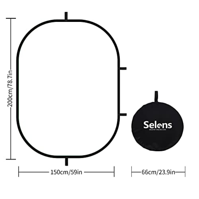 Selens 타원형 라이트 디퓨저, 59x78in/150x200cm 야외 사진 스튜디오 조명 비디오 라이브 스트리밍을 위한 휴대용 운반 가방이 있는 접이식 팝업 소프트 라이트 확산