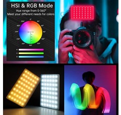 RGB 비디오 카메라 조명, DSLR 카메라 사진 조명용 휴대용 이중 색상 LED 패널 조명, 2600-8500K 충전식 4000mAh 사진 비디오 조명, 화상 회의/게임용 CRI95+/10 조명 효과