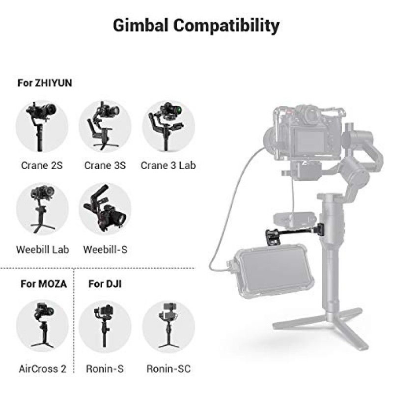 DJI Ronin-S/Ronin-SC 및 ZHIYUN 크레인 2S/크레인 3/3S/WEEBILL-S 및 MOZA AirCross 2 짐벌 - 2889용 SMALLRIG 조정 가능한 카메라 모니터 마운트