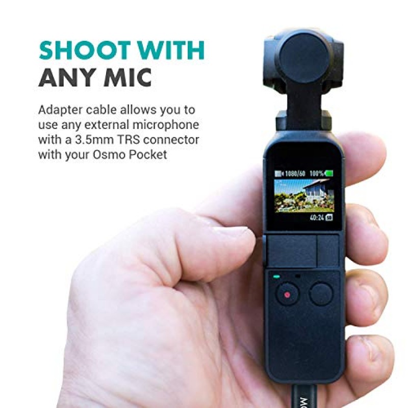 DJI 오즈모 Pocket용 Movo 라발리에 마이크, 오즈모 Pocket 2 - DJI Pocket 카메라용 라발리에 핸드헬드 카메라 마이크 및 어댑터 - 카메라용 오즈모 짐벌과 함께 작동 - DJI Pocket 2 짐벌 카메라용