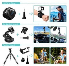 SmilePowo 48-in-1 GoPro Hero용 액세서리 키트 11 10 9 8 Max 7 6 5 4 3 3+ 2 1 검정색 GoPro 2018 세션 퓨전 실버 화이트 Insta360 DJI AKASO APEMAN YI Campark XIAOMI 액션 카메라(휴대 케이스)