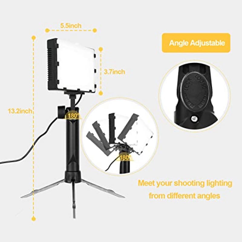 EMART 밝기 조절 가능 사진 조명 키트 11 밝기, 연속 휴대용 60 LED 비디오 조명, 탁상용/낮은 각도 촬영, 게임 스트림용, 회의 줌, YouTube(4가지 색상 필터 포함) - 2팩