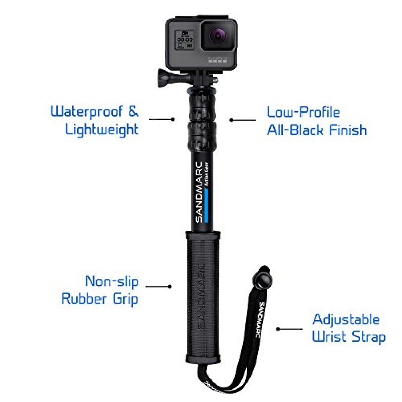 SANDMARC Pole - 컴팩트 에디션: GoPro Hero 12, 11, 10, 9, 8, Max, 7, 6, 5, 4, Session, 3+, 3, 2, HD &용 10-25