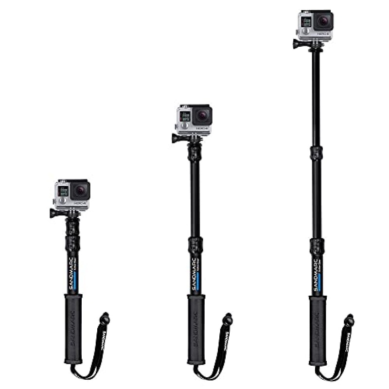 SANDMARC Pole - 컴팩트 에디션: GoPro Hero 12, 11, 10, 9, 8, Max, 7, 6, 5, 4, Session, 3+, 3, 2, HD &용 10-25