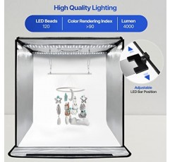 LimoStudio 24인치 큐빅 라이트 박스, 120 LED 사진 촬영 텐트, 4000LM 밝기 및 색상 조절 가능, 공기 부유 천장 클립 및 물체 설치 위치 지정용 끈적끈적한 점토, 보석 및 미니어처, AGG2279