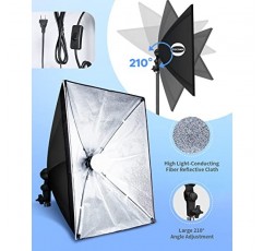 Tocoan Softbox 사진 조명 키트, 27 x 20인치 사진 스튜디오 장비 및 40W 8000K LED 전구가 포함된 연속 조명 시스템 전문 스튜디오 조명