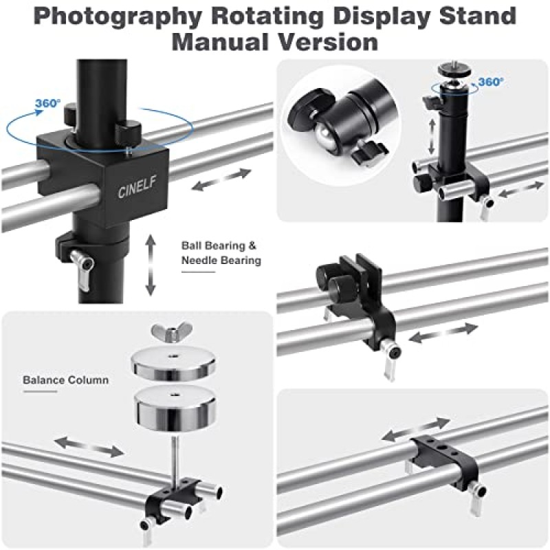 CINELF 사진 턴테이블, 스핀 테이블 플랫폼 50LB 360 포토 부스 전문 비디오 장비 제품 촬영, 사진, 비디오를 위한 전문 360도 스피너 회전 카메라 슬라이더