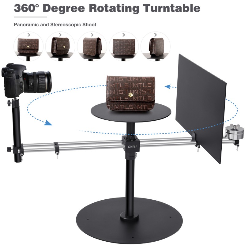 CINELF 사진 턴테이블, 스핀 테이블 플랫폼 50LB 360 포토 부스 전문 비디오 장비 제품 촬영, 사진, 비디오를 위한 전문 360도 스피너 회전 카메라 슬라이더