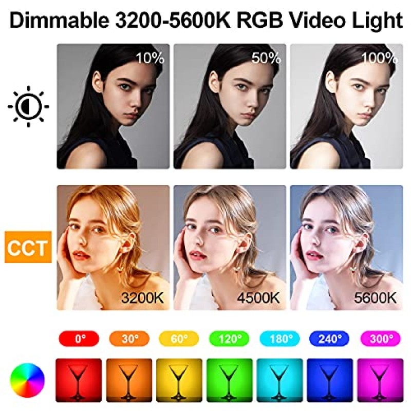 GVM RGB LED 카메라 조명 풀 컬러 출력 비디오 조명(APP 제어 포함) CRI97 조광 가능 3200K-5600K 라이트 패널(YouTube DSLR 카메라 캠코더 사진 조명, 배터리, 필터, LCD 디스플레이 포함)