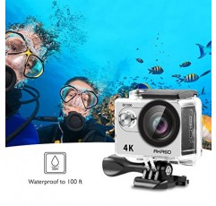 AKASO EK7000 4K30FPS 20MP 액션 카메라 울트라 HD 수중 카메라 170도 광각 98FT 방수 카메라 지원 외부 마이크 실버