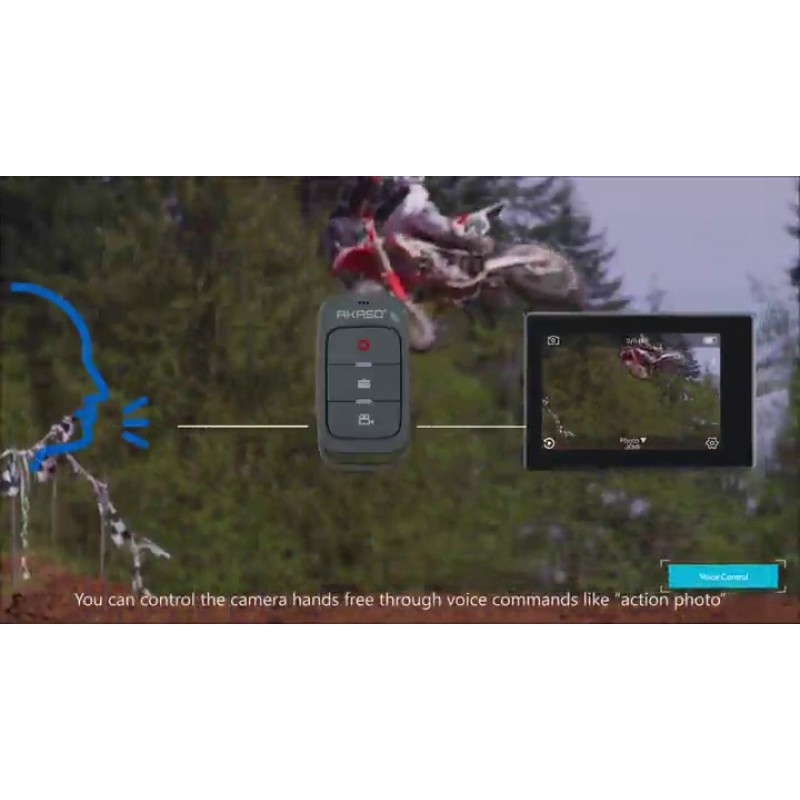 AKASO V50 엘리트 4K60fps 터치 스크린 WiFi 액션 카메라 음성 제어 EIS 131피트 방수 카메라 8X 줌 리모컨 헬멧 액세서리 키트가 포함된 외부 마이크 스포츠 카메라 지원