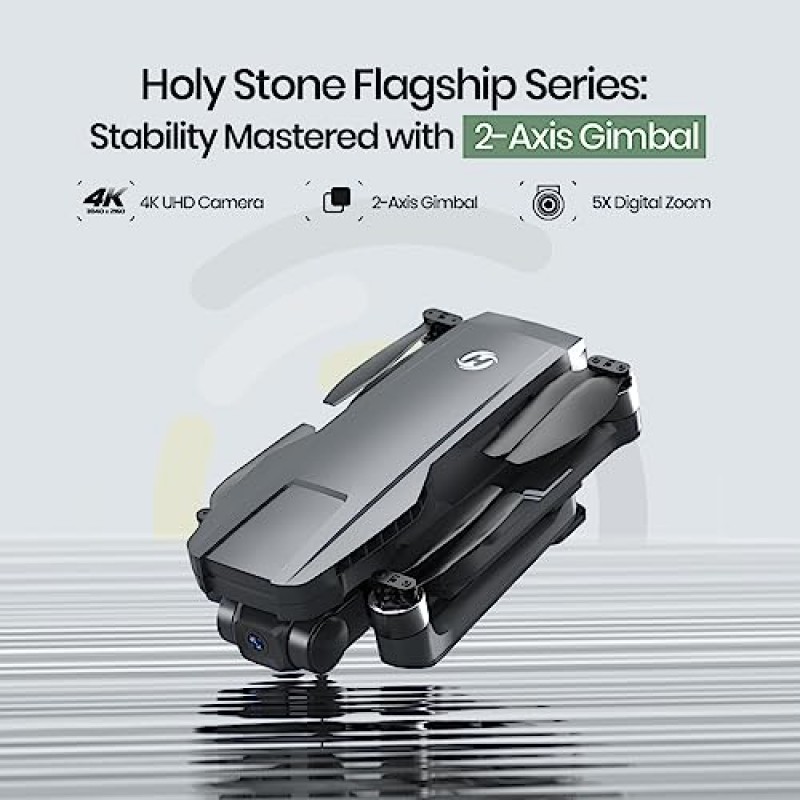 성인용 카메라가 장착된 Holy Stone HS720G 드론 4K, 2축 짐벌 및 EIS 손떨림 방지, 배터리 2개, 비행 시간 56분, 브러시리스 모터, 5G WiFi 전송, 초보자를 위한 접이식 GPS 드론