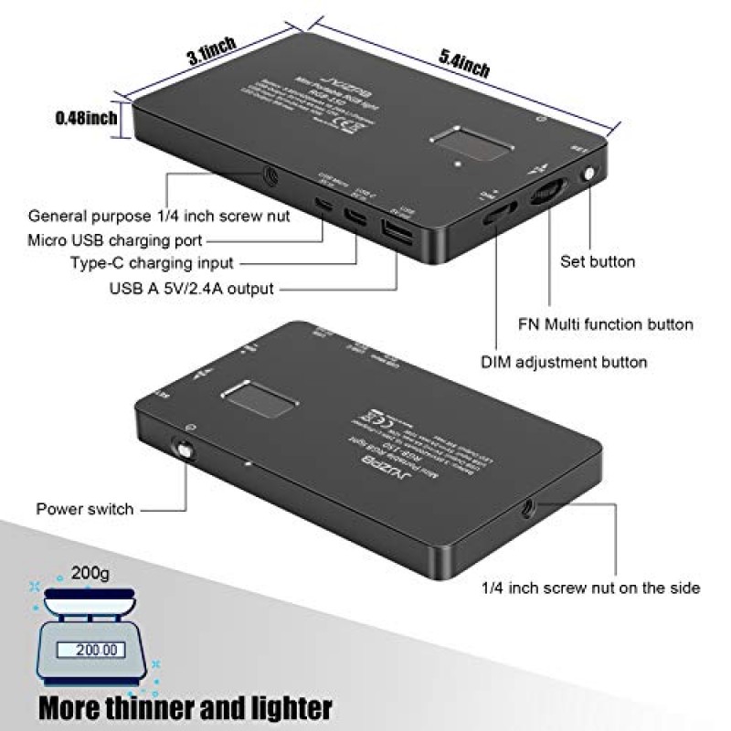 JYJZPB RGB 패널 미니(DSLR 카메라 마운트 번들 포함) | RGB 사진 및 비디오 조명 | 바이컬러 연속 RGB LED 비디오 조명 | 콘텐츠 제작자를 위해 제작됨 Sony, Nikon, Canon, Fuji, Panasonic에 적합