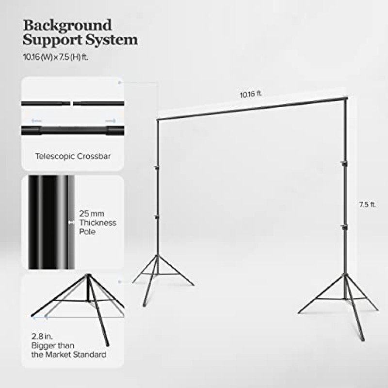 Julius Studio 흰색 나무 바닥 패턴 배경막, 700W 5600K 우산 조명 키트, 10 x 7.5피트, 길이 조절이 쉬운 배경막 스탠드 프레임, 흰색 및 검정색 우산 반사경, JSAG355