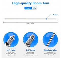 Neewer 연장 그립 암 붐 암(2개 그립 헤드 포함) - 50인치/127cm 스튜디오 비디오 사진용 조명 스탠드, 반사경 및 기타 장비용 알루미늄 합금 구조(실버)