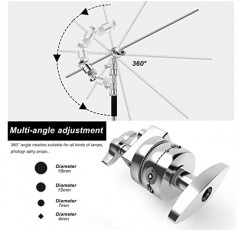 붐 암이 있는 C 스탠드 - 사진 조명 스탠드 - 최대 높이 10.5ft/320cm, 4.2ft/128cm 홀딩 암 포함, 스테인레스 스틸 고강도 스탠드 실버(CXJH01)