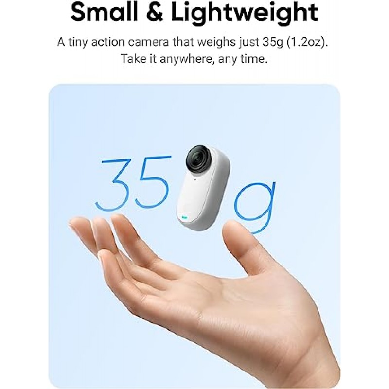 Insta360 GO 3 64GB – 2.7K 2720 비디오 및 2936x1088 사진, FlowState 안정화, POV 캡처, AI 자동 편집, 액션 포드 및 웨어러블 카메라를 갖춘 방수 초소형 강력한 액션 카메라