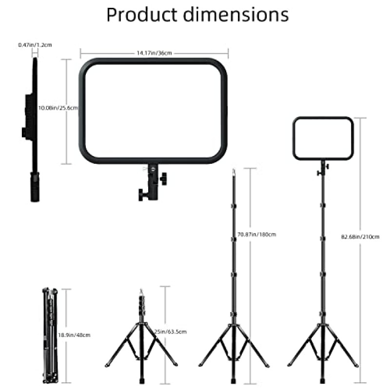 LED 비디오 조명 키트 2팩, 45W LED 비디오 조명 패널 스튜디오 사진 조명, 70.8