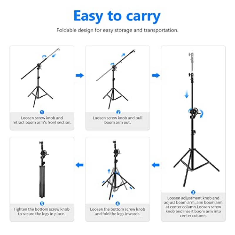 Neewer 2-in-1 사진 조명 스탠드, 알루미늄 합금 9.7피트 헤비 듀티 삼각대 스탠드, 3.8피트 붐 암 및 비디오 조명용 빈 샌드백, 스트로브, 반사경, 스튜디오 사진 비디오 촬영용 소프트박스