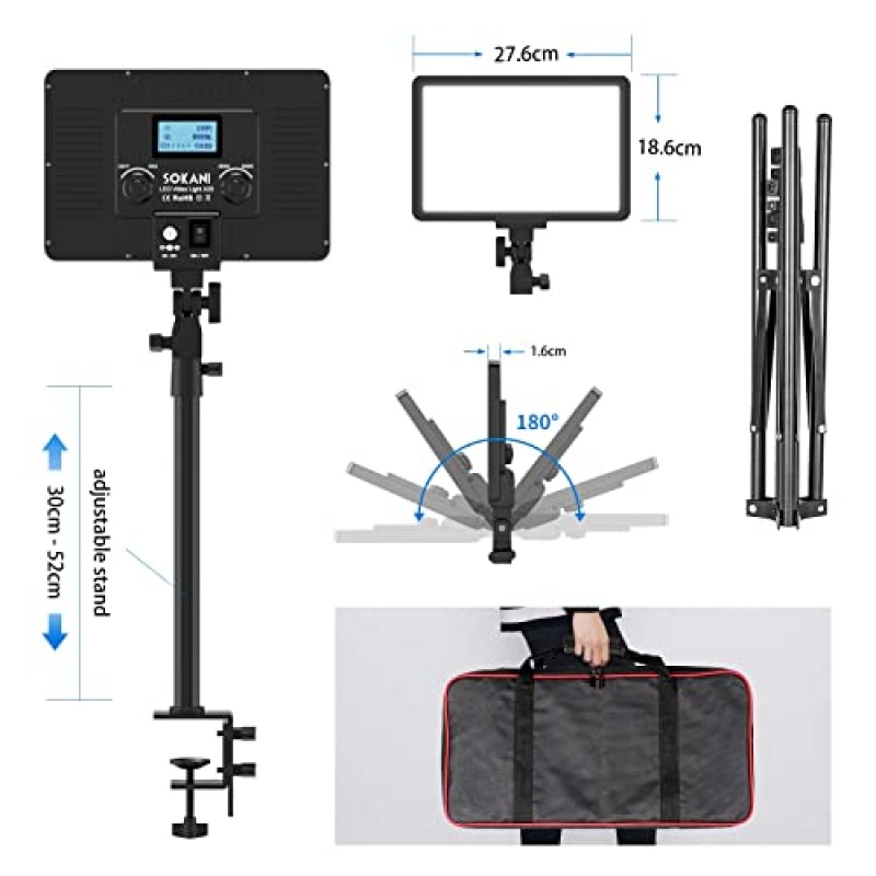 Sokani P25 2개 LED 비디오 조명 키 라이트 LED 패널 조명 이중 색상 2800K-8000K 12.6