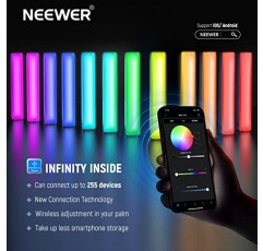 NEEWER RGB LED 비디오 조명 스틱, 터치 바 및 앱 제어, 자기 휴대용 사진 조명, 밝기 조절 가능 3200K~5600K CRI98+ 풀 컬러 LED 조명, 6400mAh 배터리, 17개 장면, RGB1(로즈 골드)