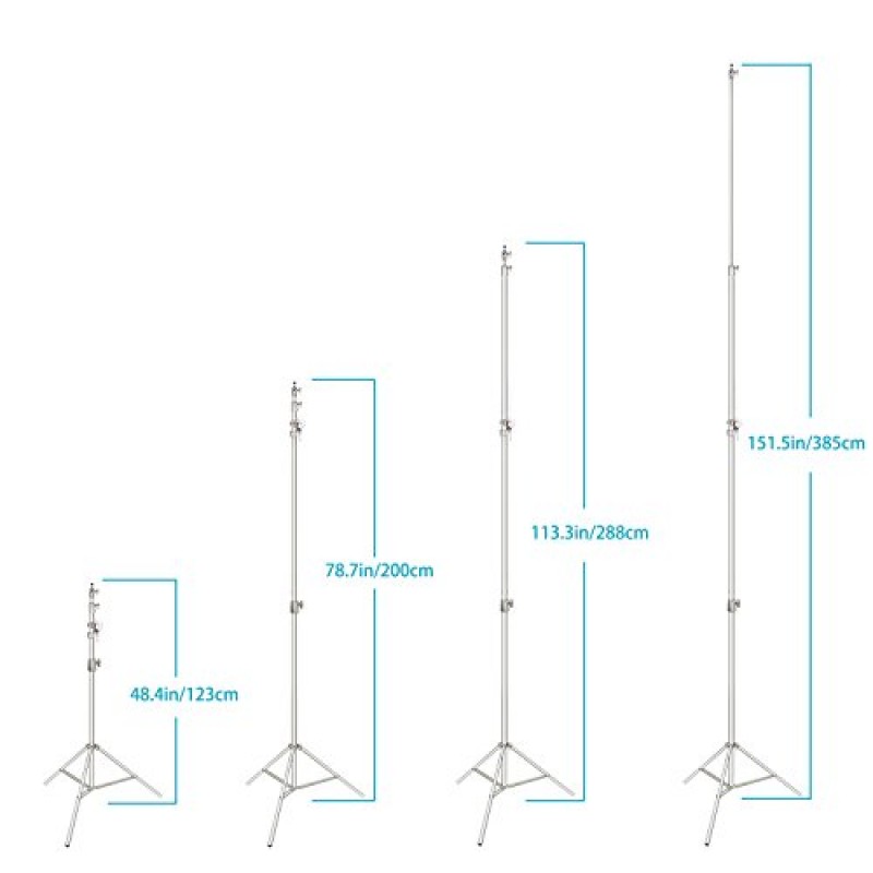 Neewer Photo Studio 2-in-1 라이트 스탠드 48.4-151.5인치 85인치 붐 암 및 샌드백, 알루미늄 합금, 인물 비디오 사진용 우산 소프트박스 플래시 지원용 높이 조절 가능(실버)