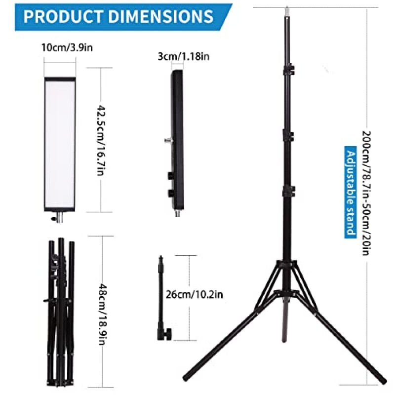 GIJUANRING 2팩 사진 조명, 스튜디오 비디오 조명 인물 사진용 유연한 튜브가 있는 이중 색상 조도 조절 가능 LED 패널, 제품 사진, YouTube 비디오 녹화, 눈썹 문신 속눈썹...
