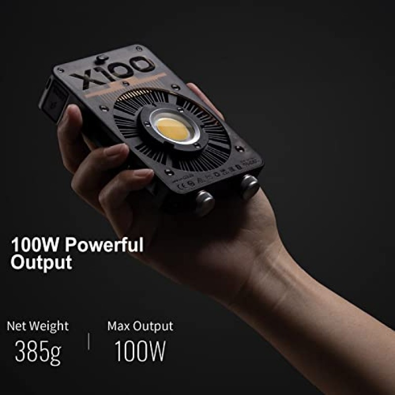 Zhiyun Molus X100 100W 포켓 COB LED 비디오 조명, 이중 색상 2700K-6500K CRI≧95 TLCI≧97(블루투스 메시 및 YouTube, TikTok, 인터뷰, Vlog, 라이브 스트림, 스튜디오 비디오 녹화 사진용 앱 제어 포함)