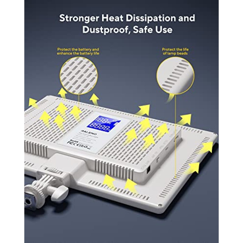 RALENO Led 비디오 조명, 내장 4000mAh*2 배터리 3200-5600K CRI95+ 카메라 조명의 0-100% 밝기 조정, Vlog 조명 화상 회의 YouTube 스튜디오 사진