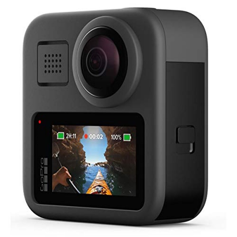 GoPro MAX 방수 360도 카메라 5.6K30 UHD 비디오 16.6MP 사진 1080p 라이브 스트리밍 여행용 번들(그립 + 삼각대 포함), 32GB microSD 카드, 청소 키트