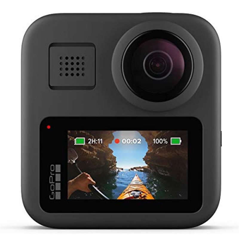 GoPro MAX 방수 360도 카메라 5.6K30 UHD 비디오 16.6MP 사진 1080p 라이브 스트리밍 여행용 번들(그립 + 삼각대 포함), 32GB microSD 카드, 청소 키트