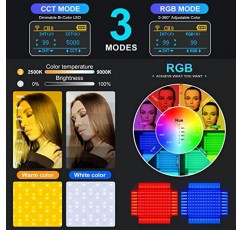 EMART 2팩 480 RGB LED 비디오 조명 키트, 3가지 모드/360° RGB/ 2500K-9000K/ 20 장면 효과 비디오 사진, 스튜디오, YouTube, 게임용 7FT 에어 쿠션 라이트 스탠드 키트가 포함된 RGB LED 조명 패널