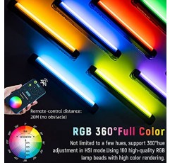 Weeylite K21 RGB 휴대용 LED 비디오 라이트 지팡이 스틱 사진 조명 1200루멘, Bluetooth(APP) 제어 풀 컬러 디밍 가능 2500-8500K, 내장 자석 충전식 및 장기 내구성 CRI≥95 TLCI≥97